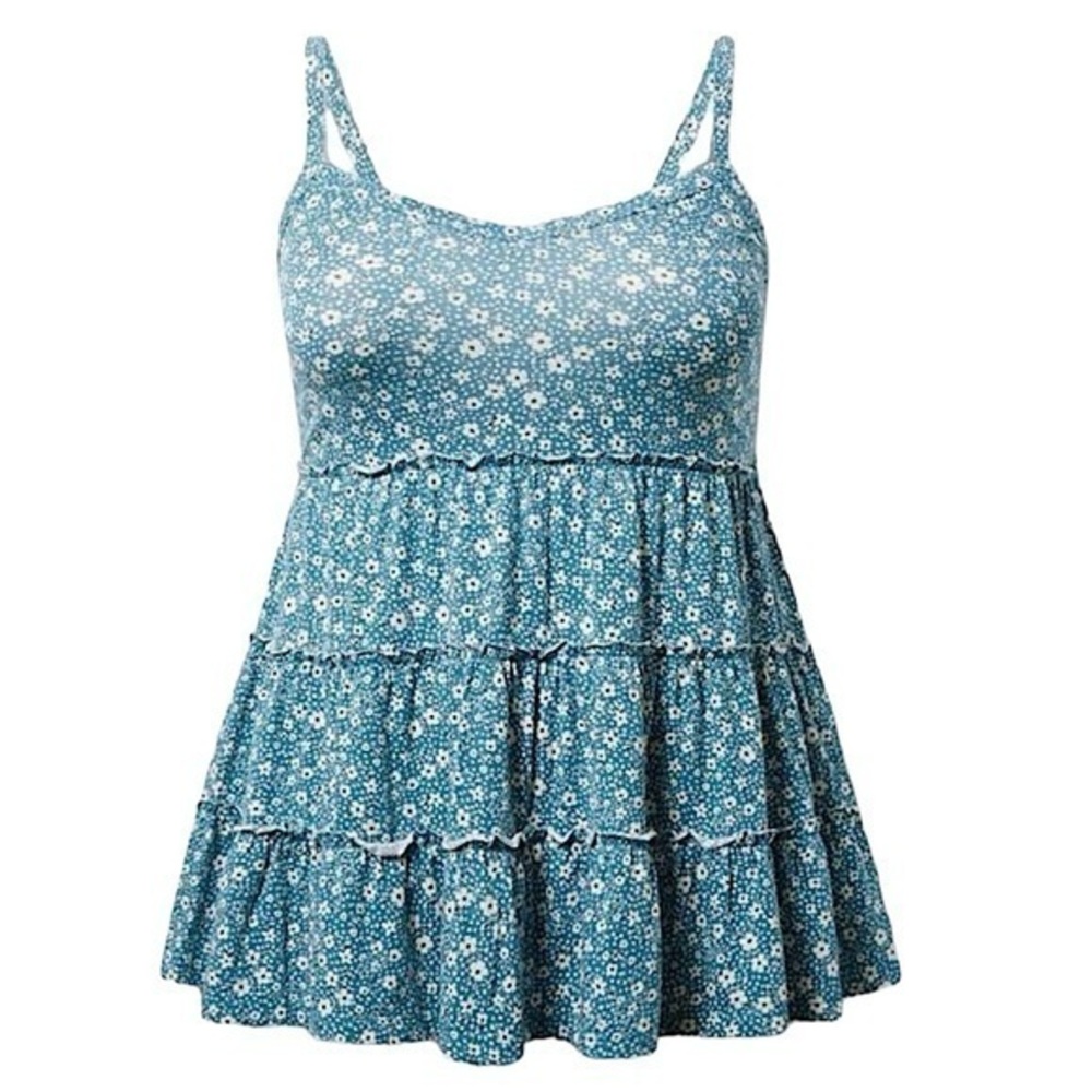 TORRID Vintage Slub V-Neck Tiered Swing Cami NWT  Size 1X